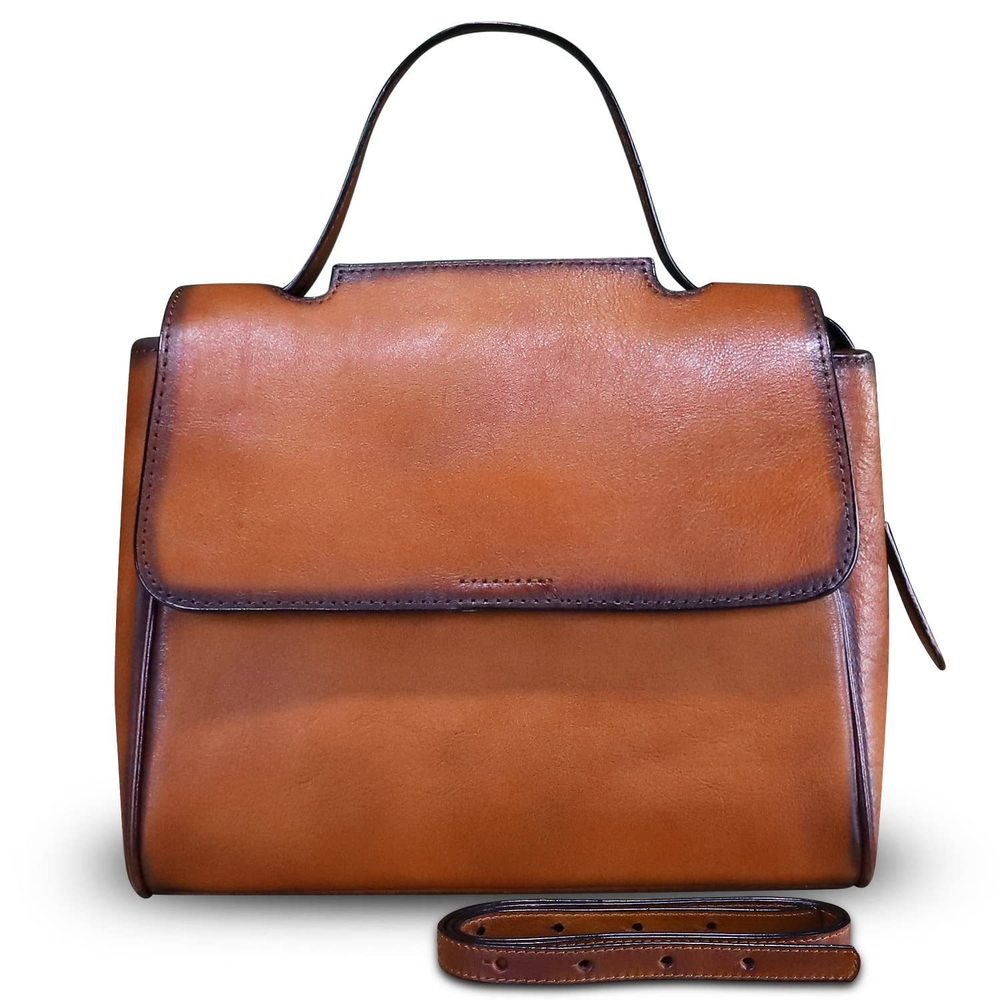 Genuine Leather Satchel Handmade Vintage Top Handle Handbag Retro :[